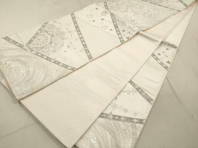 平和屋着物◎六通柄袋帯 裂取鳳凰文 プラチナ二重箔 正絹 逸品 DABA8363xg