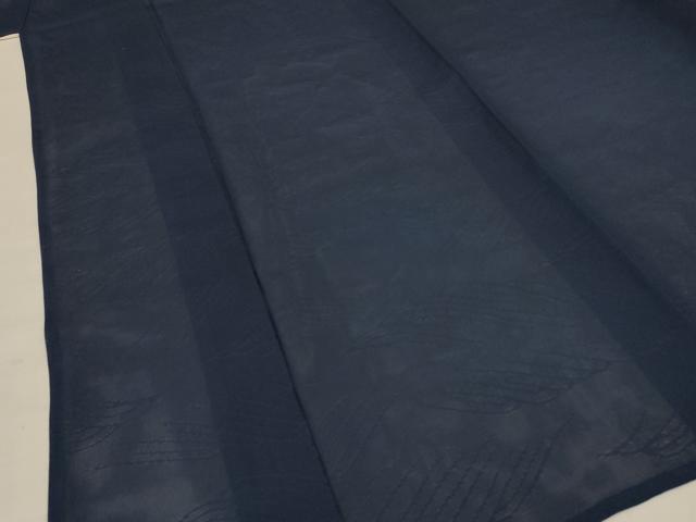 平和屋着物*夏物 色無地 立波紋紗 藍鉄色 正絹 逸品 AABF1616jd