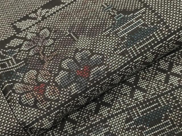 平和屋着物●本場大島紬 9マルキ 風景花文 そごう百貨店扱い 正絹 逸品 CABB0163gh