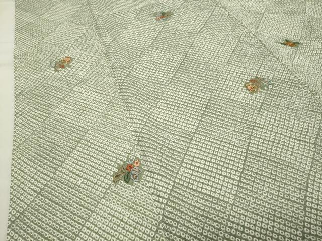 平和屋着物●上質な小紋 刺繍 絞り 花喰い鳥 金糸 やまと誂製 正絹 逸品 CABB0235gh