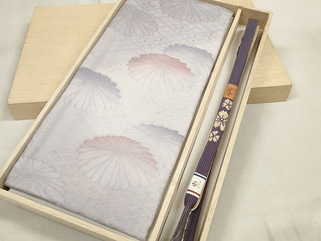 平和屋着物●和装小物 帯締め・帯揚げセット 地紋起こし 菊 手組紐 高麗組 金糸 逸品 未使用 DABA7676zzz