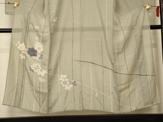 平和屋着物*夏物 訪問着 絽 駒刺繍 草花文 銀糸 正絹 逸品 AABF1674jd