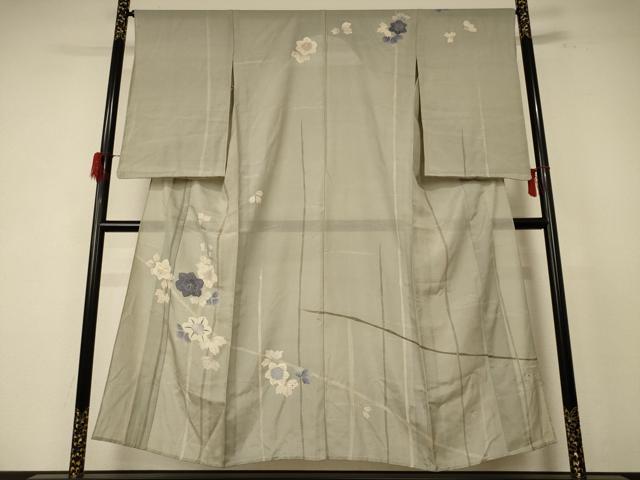 平和屋着物*夏物 訪問着 絽 駒刺繍 草花文 銀糸 正絹 逸品 AABF1674jd