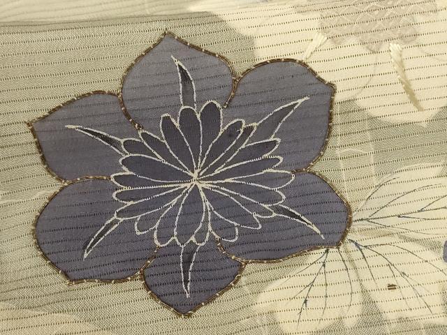 平和屋着物*夏物 訪問着 絽 駒刺繍 草花文 銀糸 正絹 逸品 AABF1674jd