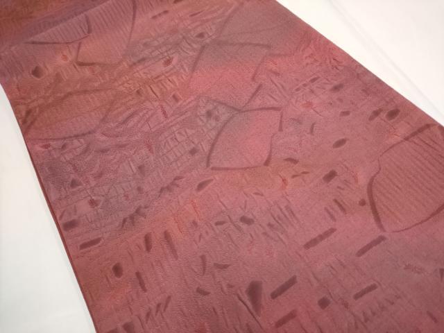 平和屋着物◎全通柄袋帯 ふくれ織 幾何学文様 正絹 逸品 AABF3802iu