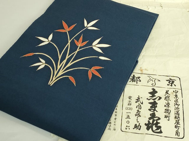 平和屋本店●極上　銀座　志ま亀　九寸名古屋帯　草木文　褐返色地　金彩　鬼しぼ縮緬　たとう紙付き　逸品　DZAB2637kh6 平和屋本店○極上 銀座 志ま亀 九寸名古屋帯 草木文 褐