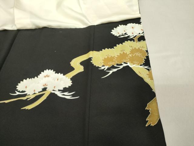 平和屋着物■豪華黒留袖 駒刺繍 扇面花松文 金彩 正絹 逸品 DABB8570cd