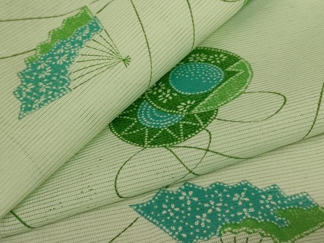 平和屋着物*夏物 小紋 絽 鼓 扇子 正絹 逸品 AABF2764jd