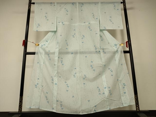 平和屋着物*夏物 小紋 絽 枝花文 洗える着物 AABF2788jd