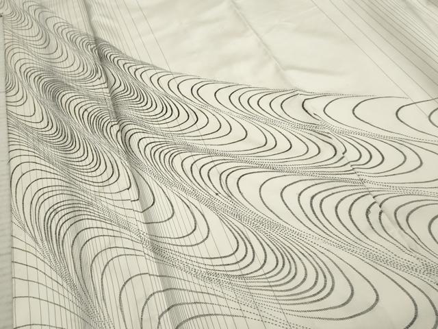 平和屋着物●本場染大島紬 訪問着 刺繍 刺し子 流水文 正絹 逸品 AABF3023cs