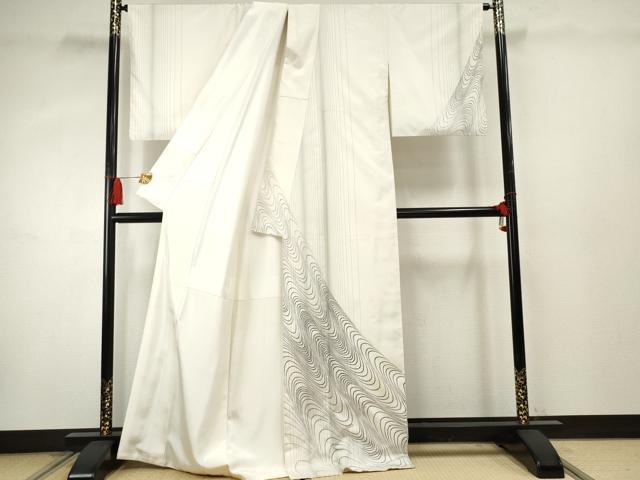 平和屋着物●本場染大島紬 訪問着 刺繍 刺し子 流水文 正絹 逸品 AABF3023cs