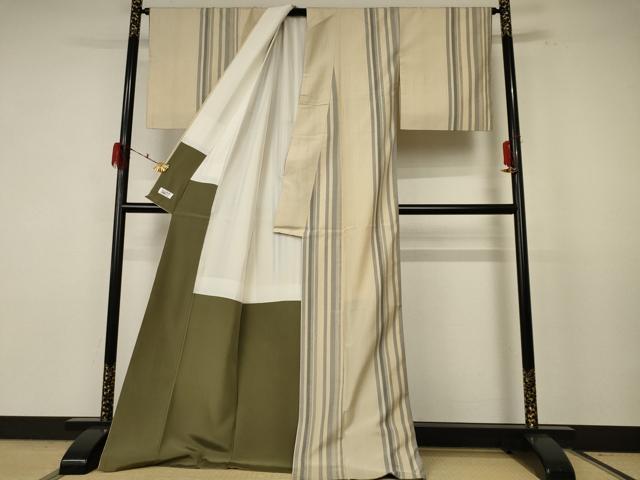 平和屋着物●結城紬 間道 証紙付き 正絹 逸品 AABF3325nf