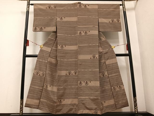 平和屋着物■上質な紬 糸車 胴抜き仕立て 正絹 逸品 AABF3888ph