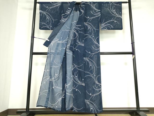 平和屋着物*夏物 小紋 絽 梅雨芝文 洗える着物 DABA4484az