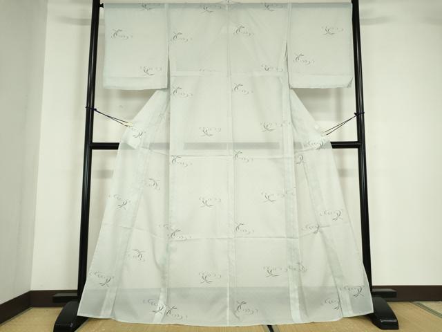 平和屋着物*夏物 小紋 絽 流水に蜻蛉 洗える着物 DABA4472az