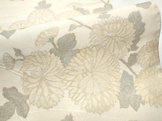 平和屋着物●八寸名古屋帯 枝菊文 金糸 正絹 逸品 CABB9564hy