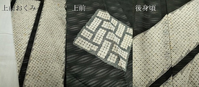 平和屋着物*夏物 訪問着 紗 色紙重ね文 黒地 金銀彩 正絹 逸品 DABA4447az