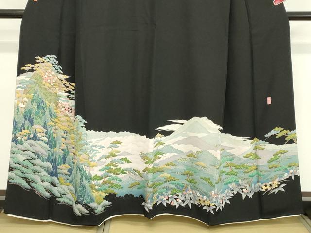 平和屋着物■豪華黒留袖 友禅 重山文 暈し染め 正絹 逸品 DABB8664cd
