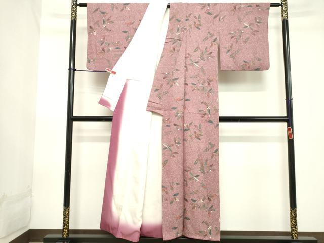 平和屋着物■上質な小紋 草葉文 たたき染め 正絹 逸品 DABB8653cd