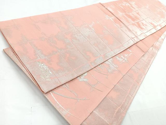 平和屋着物◎両面 六通柄袋帯 唐織 草花文 金銀糸 正絹 逸品 CABC1791nb