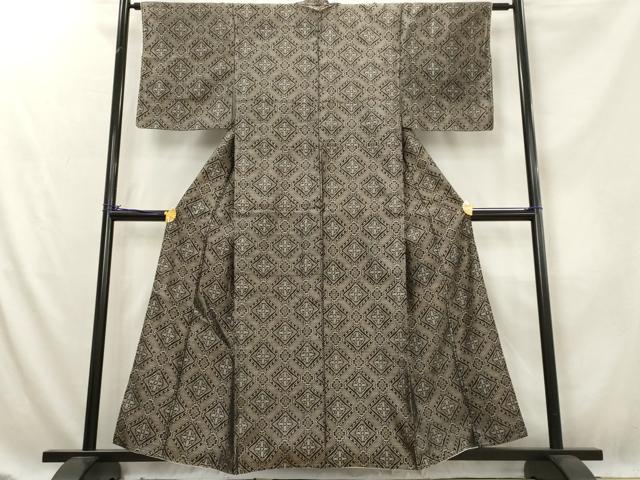 平和屋着物■上質な紬 花菱文 正絹 逸品 AABE9390tn