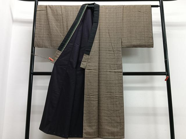 平和屋着物■男性 紬 格子 正絹 逸品 CABB9063xe