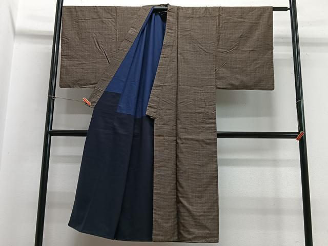 平和屋着物■男性 本場大島紬 格子 正絹 逸品 CABB9065xe