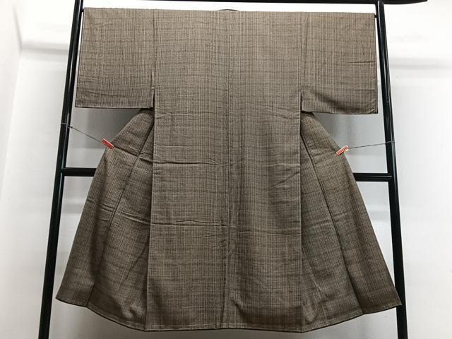 平和屋着物■男性 紬 格子 正絹 逸品 CABB9063xe