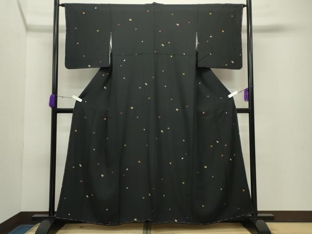 平和屋着物●上質な小紋 源氏香 黒地 正絹 逸品 未使用 CABB0275gh