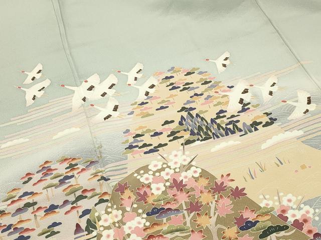 平和屋着物●本加賀友禅作家 松島仁司 色留袖 群鶴松梅文 暈し染め 正絹 逸品 CABB0354gh