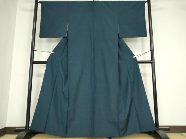 平和屋着物●上質な紬 色無地 留紺色 正絹 逸品 DABA4564az