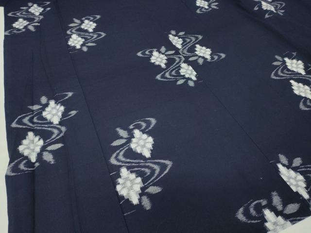 平和屋着物●久留米絣 単衣 綿 流水花文 逸品 DABA4571az