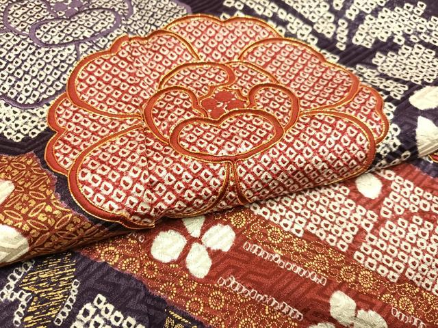 平和屋着物●豪華振袖 駒刺繍 絞り 草花文 金彩 正絹 逸品 AABF4449ph