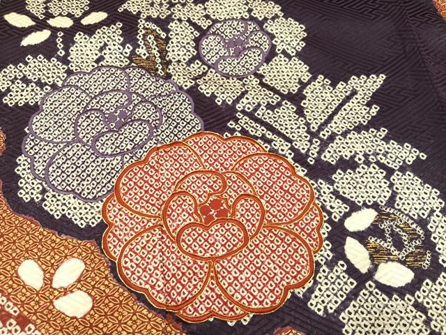 平和屋着物●豪華振袖 駒刺繍 絞り 草花文 金彩 正絹 逸品 AABF4449ph