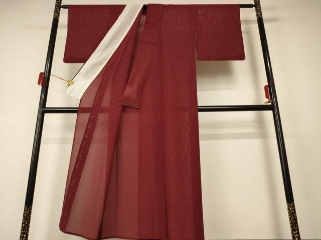 平和屋着物*夏物 色無地 絽 小豆色 正絹 逸品 AABF5051jd