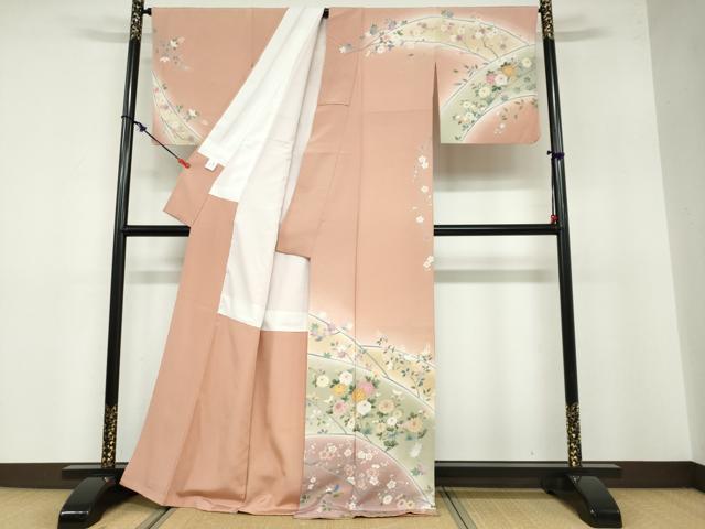 平和屋着物●京友禅作家 外池雅峰 訪問着 草花文 暈し染め 正絹 逸品 DABB0496ud
