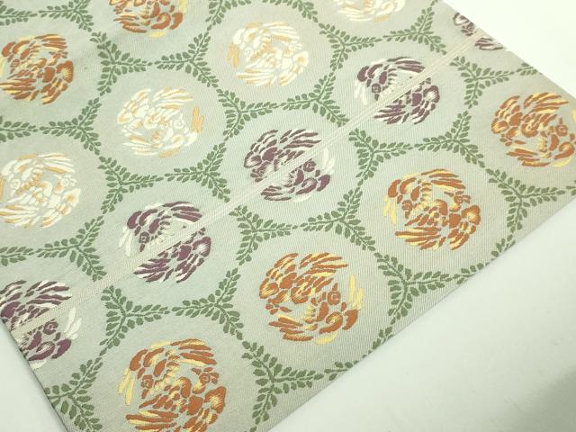 平和屋本店●極上 人間国宝 喜多川俵二・俵屋18代 有職織物 九寸名古屋帯 鳳凰 説明書付き 三越扱い 逸品 DZAB4250kh6