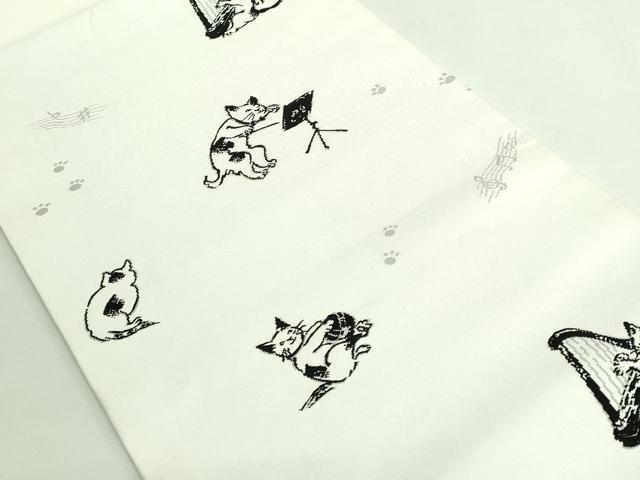 平和屋着物●極上 つけ帯 猫 楽器 逸品 DZAB4258kh6