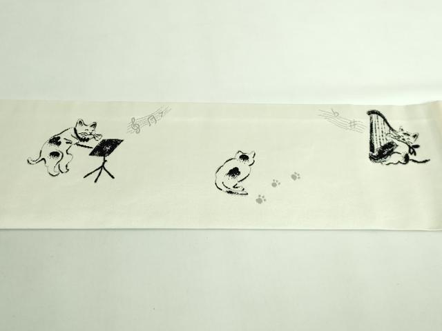 平和屋着物●極上 つけ帯 猫 楽器 逸品 DZAB4258kh6