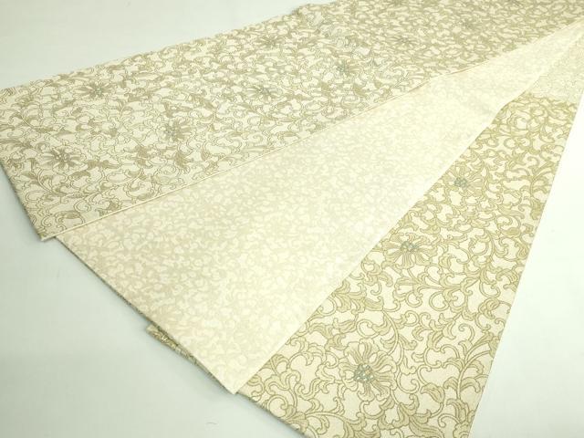 平和屋本店●極上 本場筑前博多織 全通柄袋帯 日本の至宝 金銀鍍透彫華籠 金糸 博多金ラベル 証紙付き 逸品 DZAB4284kh6