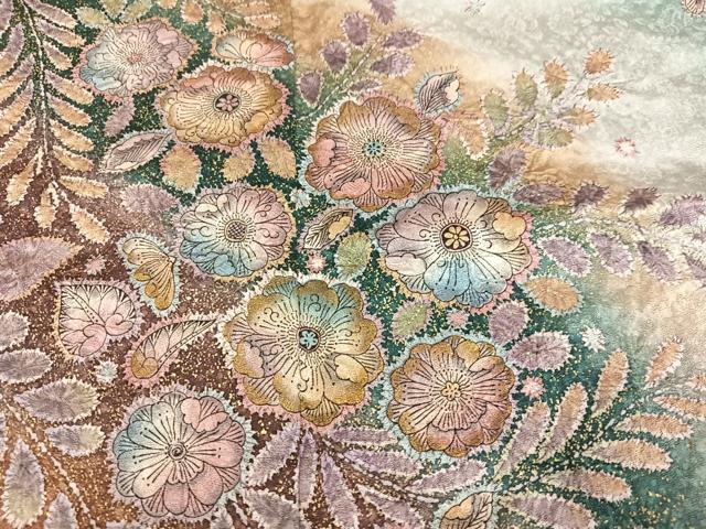 平和屋着物●訪問着 絞り 辻が花 暈し染め 金彩 正絹 逸品 AABF5384ph