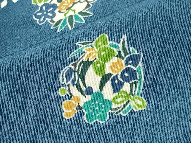 平和屋着物●江戸紅型 五味桂子 訪問着 型染め 舞花文 鬼しぼ縮緬 正絹 逸品 CABB0381gh