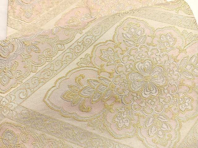 平和屋着物▼六通柄袋帯 唐織 花菱文 金銀糸 やまとオリジナル 正絹 逸品 BAAW4384hv