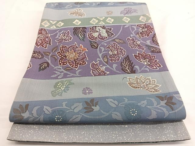 平和屋着物●両面 太鼓柄袋帯 本場染大島紬 刺繍 更紗花文 ろうけつ染め 金銀糸 正絹 逸品 BAAW4372hv
