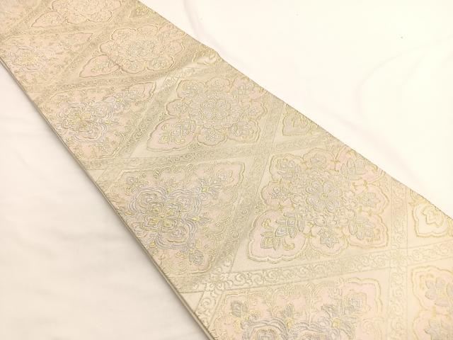 平和屋着物▼六通柄袋帯 唐織 花菱文 金銀糸 やまとオリジナル 正絹 逸品 BAAW4384hv