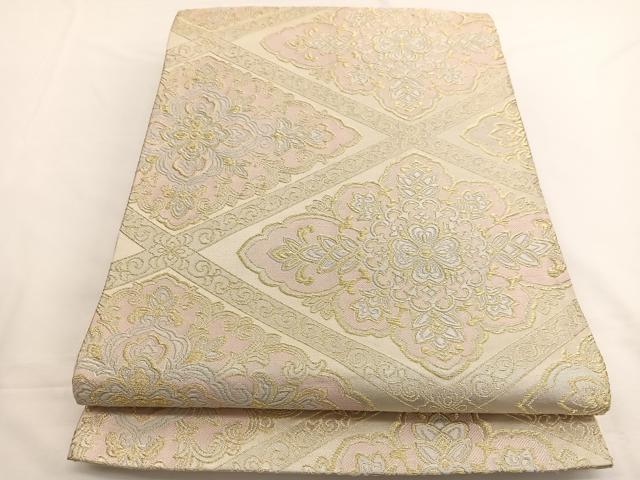 平和屋着物▼六通柄袋帯 唐織 花菱文 金銀糸 やまとオリジナル 正絹 逸品 BAAW4384hv
