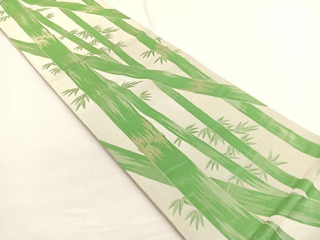 平和屋着物◎六通柄袋帯 笹竹文 金銀糸 正絹 逸品 BAAW4420hv