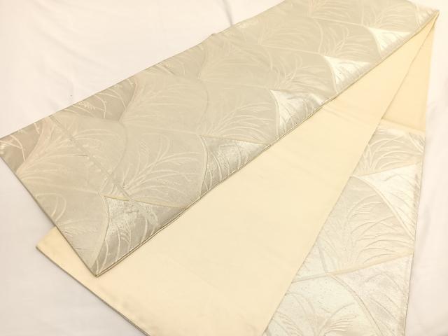 平和屋着物◎六通柄袋帯 唐織 すすき瓦文様 銀糸 正絹 逸品 BAAW4442hv