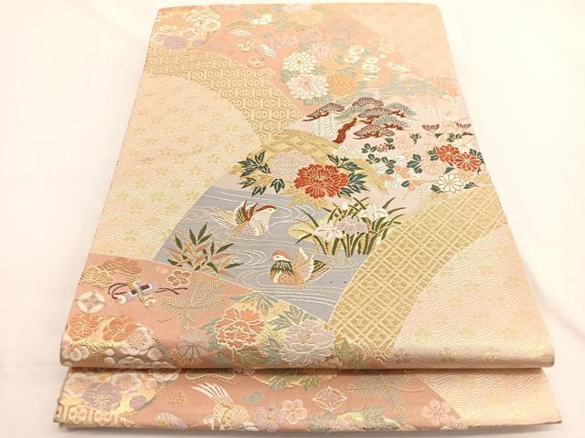 平和屋着物◎六通柄袋帯 唐織 青海花丸小袖 金糸 正絹 逸品 BAAW4469hv