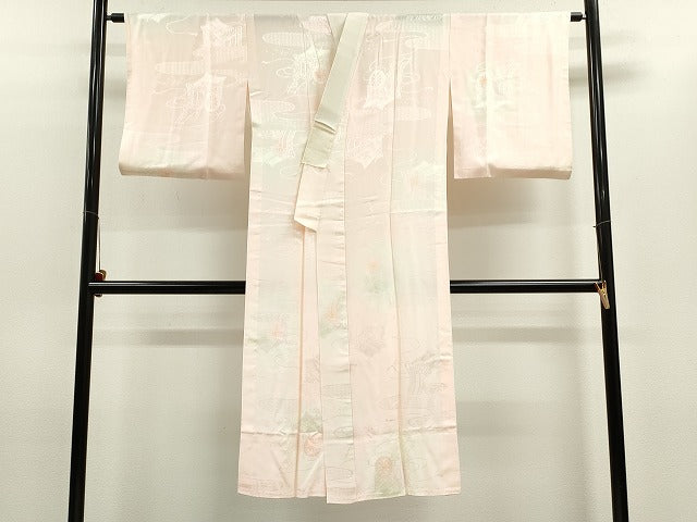 平和屋着物■長襦袢 御所車地紋 暈し染め 正絹 逸品 CABB9925ze